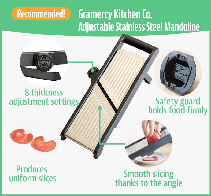Gramercy Kitchen Co Adjustable Stainless Steel Mandoline Food Slicer - Comes with One Pair Cut-Resistant Gloves Vegetable Chopper Onion Slicer Potato