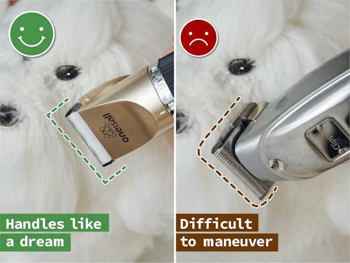For Detailed Trimming Such as Around the Eyes, Use a Compact Blade