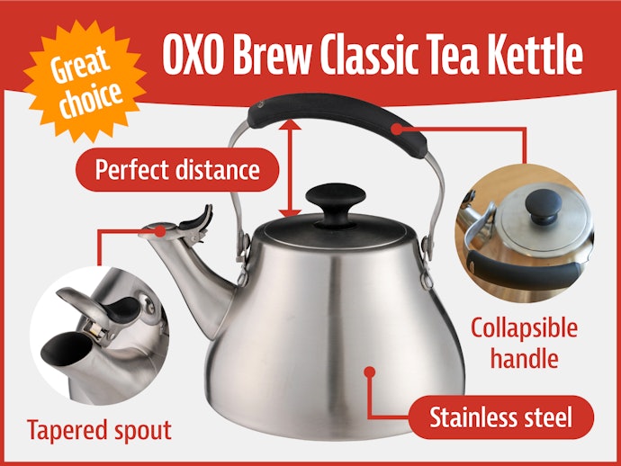 OXO BREW Classic Tea Kettle - Brushed Stainless Steel & Brew Tea Infuser  Basket