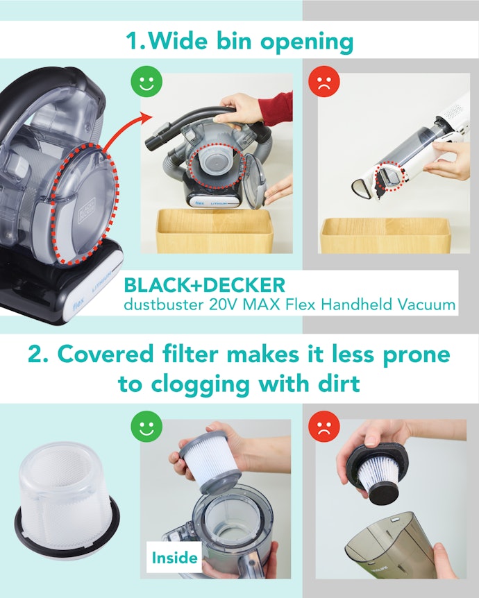 The Dustbuster 20V MAX Flex Has a Wide Opening Without a Complex Filter
