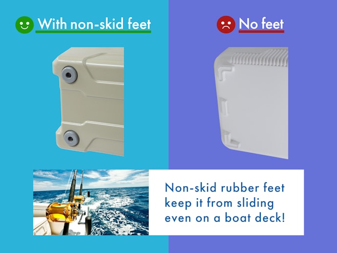 Keep Your Cooler From Sliding on a Slippery Deck With Non-slip Rubber Pads