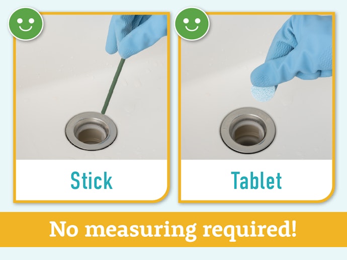Tablets and Sticks Don’t Need to Be Measured, Simply Placed in the Drain