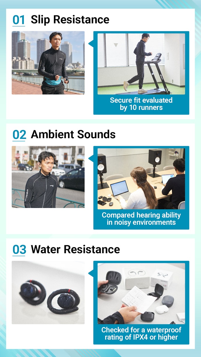 Resistance to Falling, Noise Cancellation, and Water Resistance
