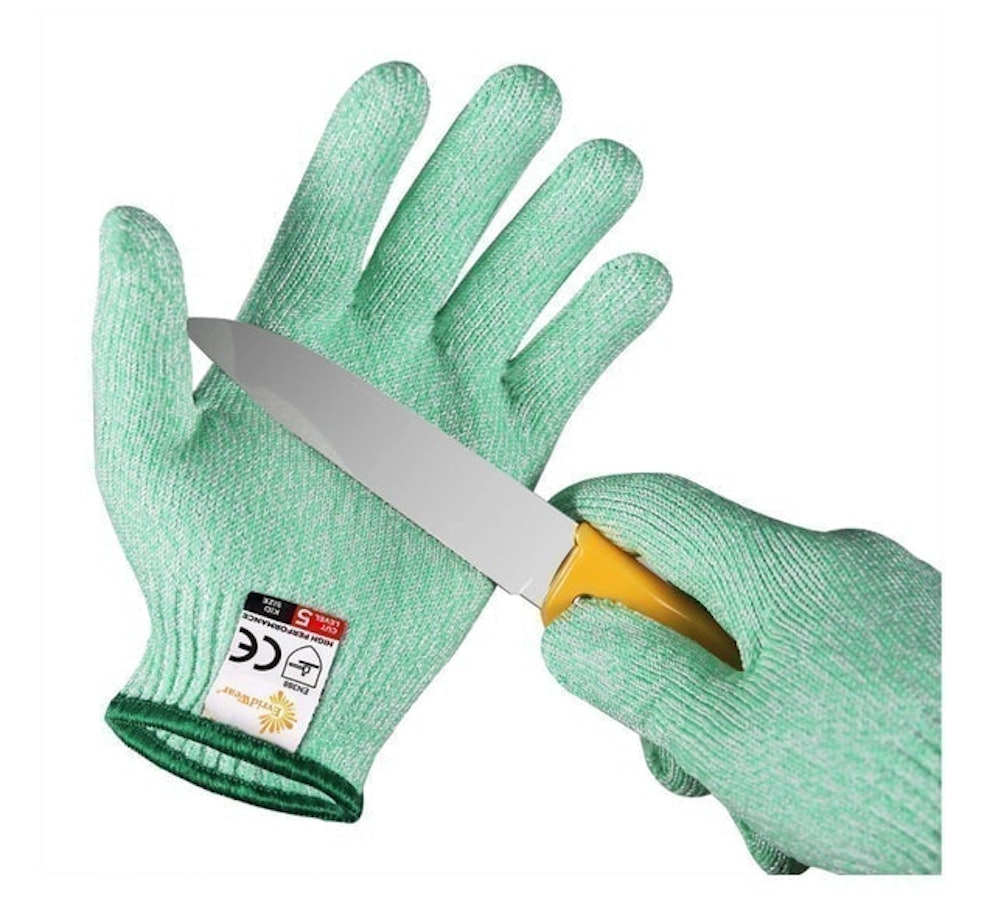 NoCry Cut Resistant Kitchen and Work Kids Cutting Gloves with 3 Finger Reinforced Design and Level 5 Protection; Ambidextrous, Machine Washable, and