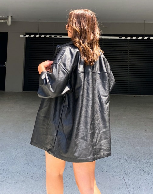 Glassons Faux Leather Short Sleeve Shacket Image 2