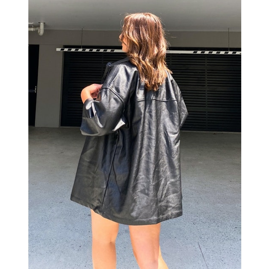 Glassons Faux Leather Short Sleeve Shacket Image 2