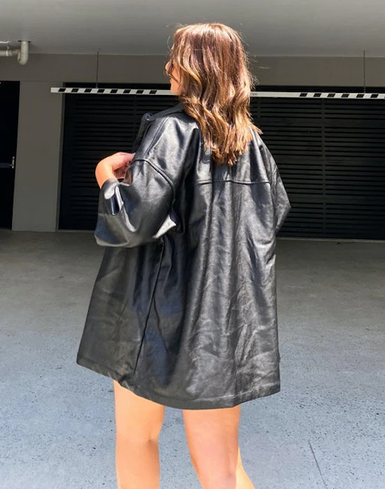 Glassons Faux Leather Short Sleeve Shacket Image 2
