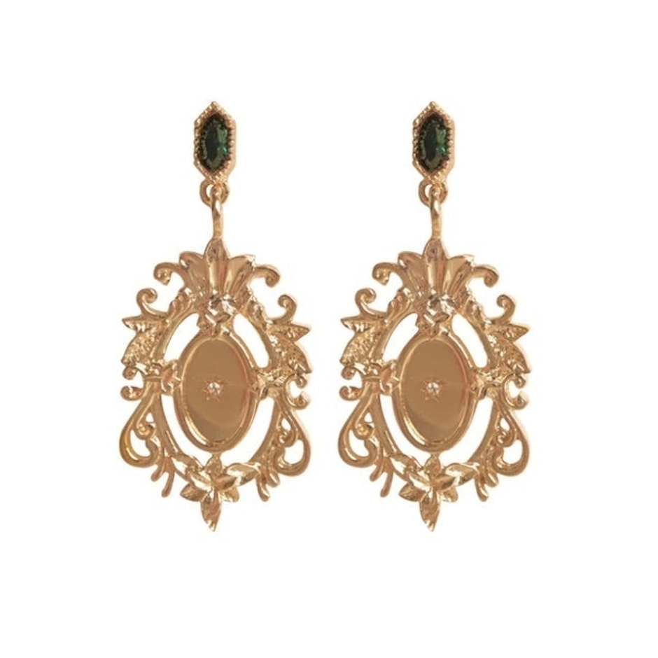 S-kin studio Ornate Mirror Emerald Earrings Image 1