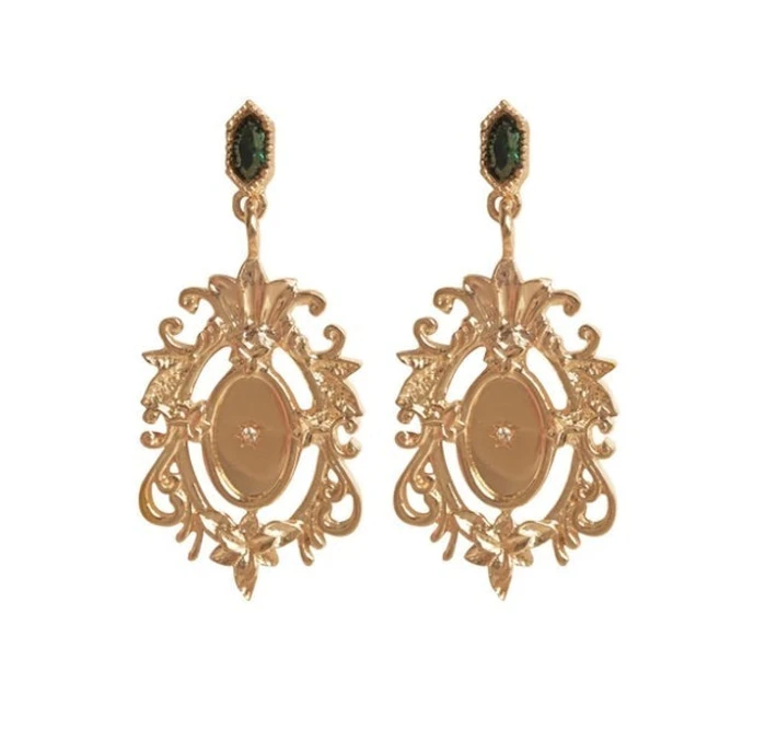 S-kin studio Ornate Mirror Emerald Earrings Image 1