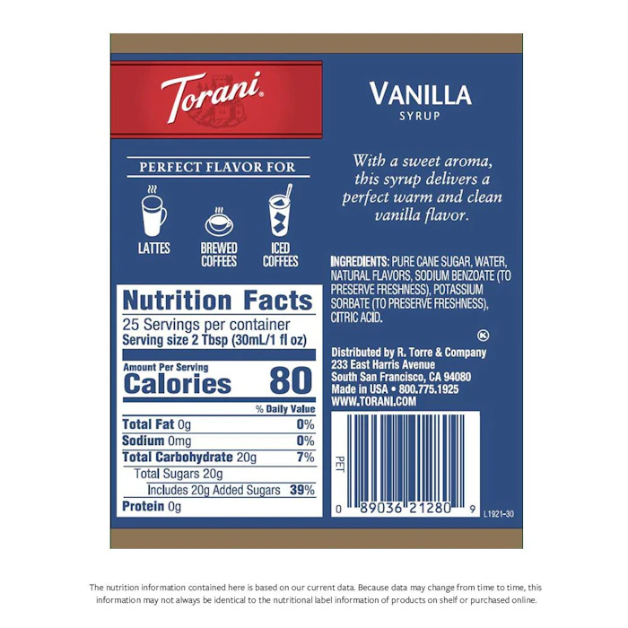 Torani Vanilla Syrup Image 2