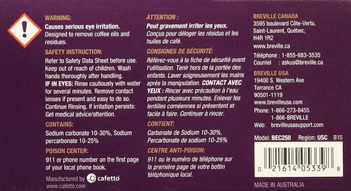 Breville BEC250 Espresso Cleaning Tablets Image 2