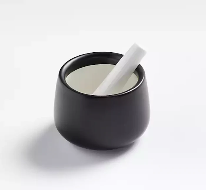 Crate and Barrel Matte Black Mini Mortar and Pestle Image 1