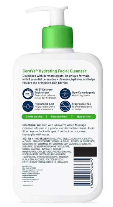 CeraVe Hydrating Facial Cleanser For Normal to Dry Skin Image 2