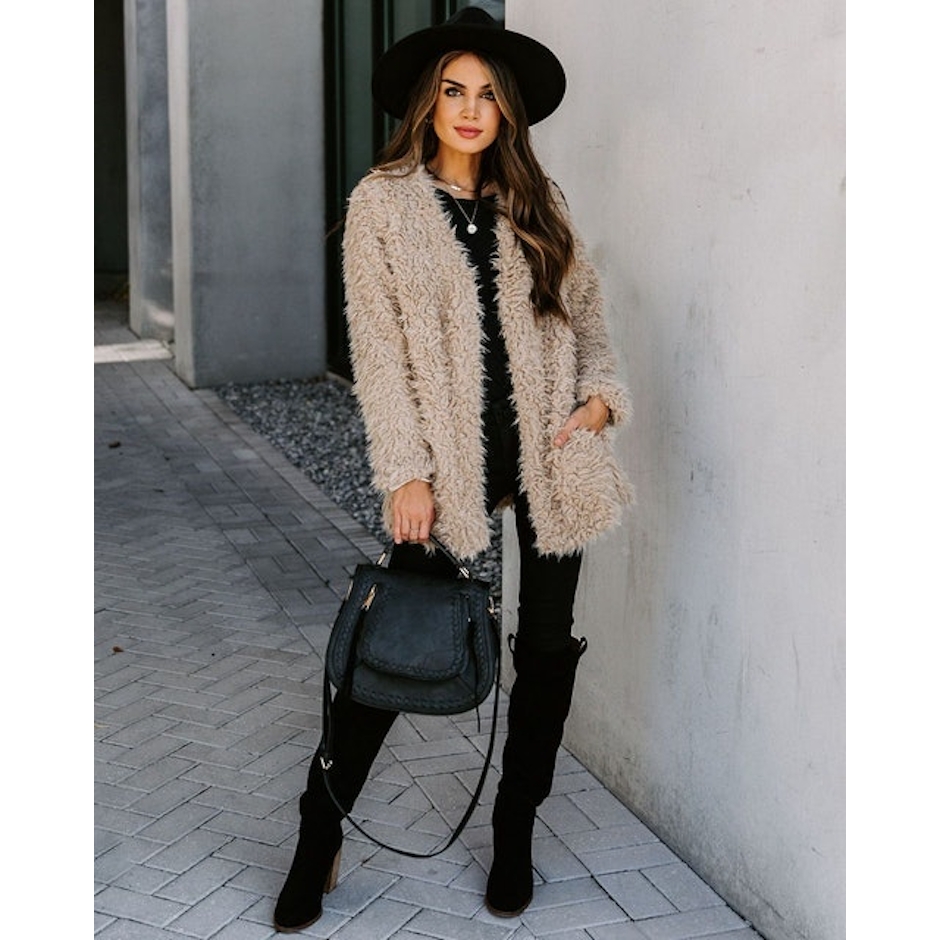 Vici Familiar Feelings Pocketed Faux Fur Jacket Image 1