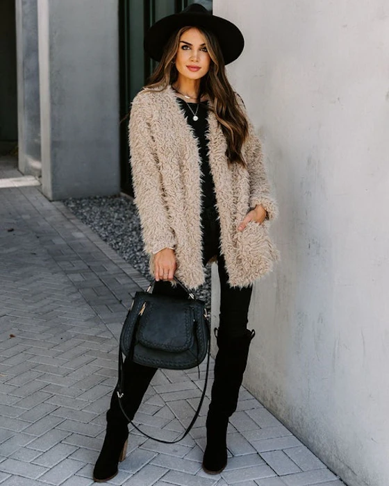Vici Familiar Feelings Pocketed Faux Fur Jacket Image 1