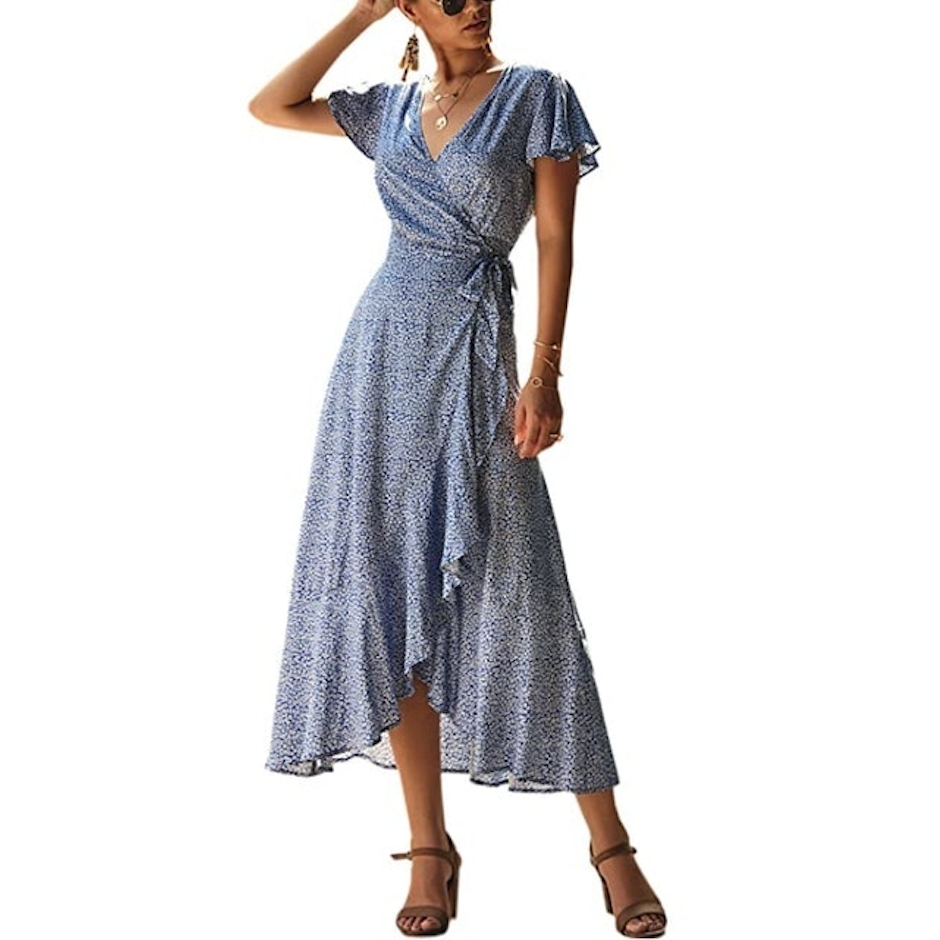 Ecowish Bohemian Wrap Maxi Dress Image 1