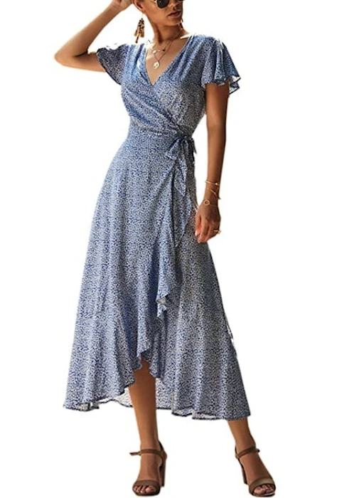 Ecowish Bohemian Wrap Maxi Dress Image 1