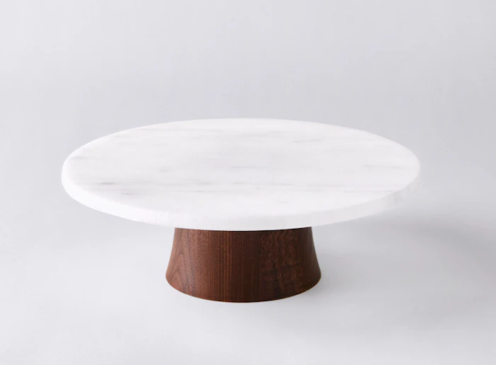 JK Adams Marble & Walnut Rotating Cake Stand Image 1