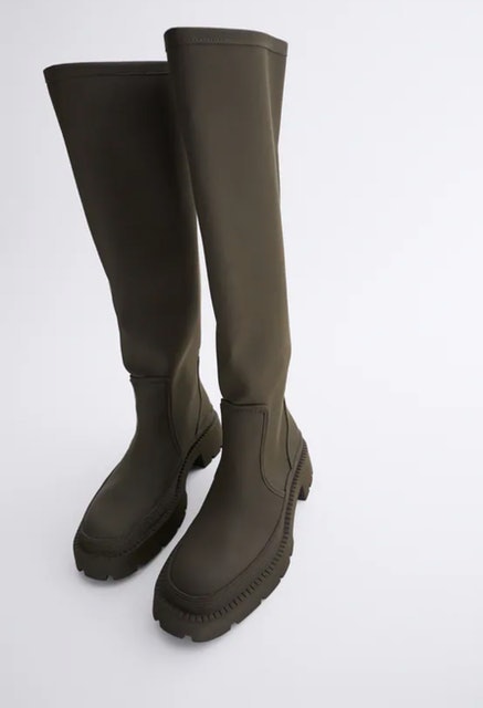 Zara Low Heel Rubberized Boots Image 2