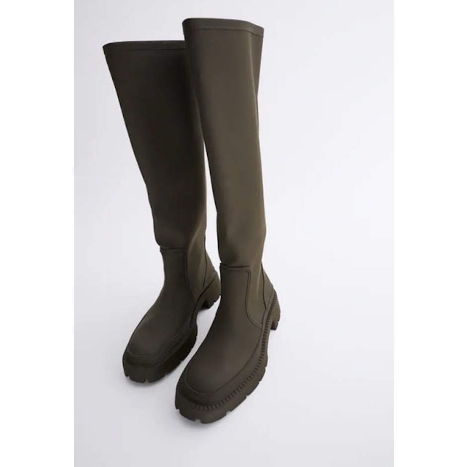 Zara Low Heel Rubberized Boots Image 2