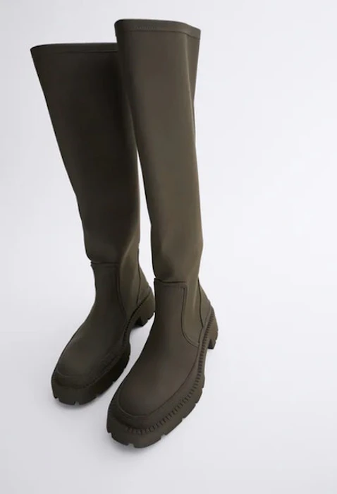 Zara Low Heel Rubberized Boots Image 2