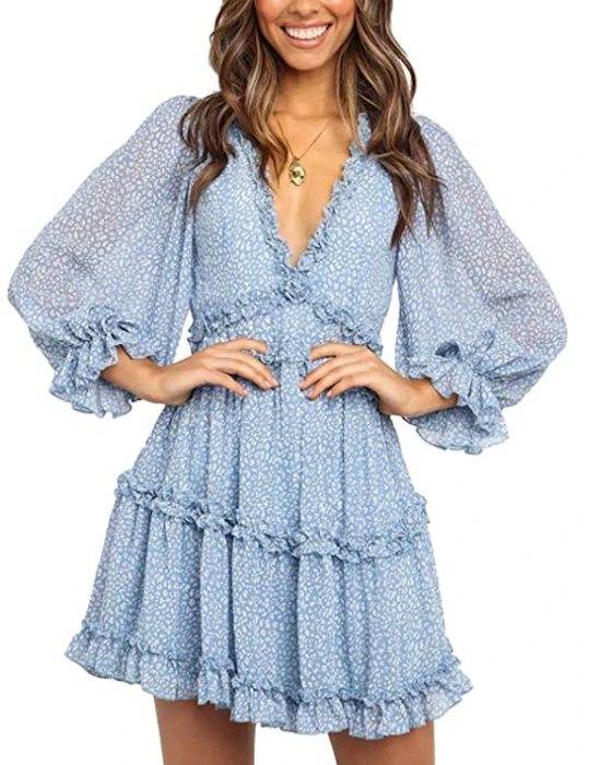 Dokotoo Long Sleeve Floral Print Mini Dress Image 1