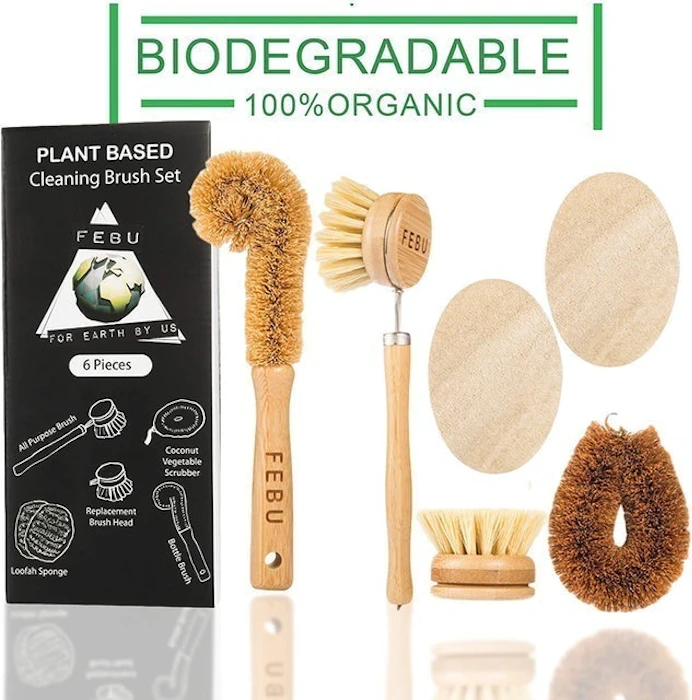 FEBU Bamboo Dish Brush Set Image 1