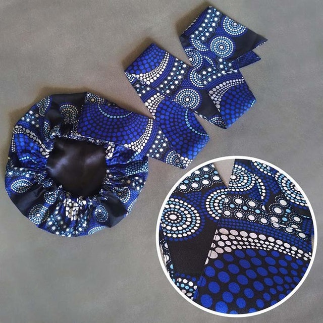 Anewcrown African Print Satin-Lined Pearl Bubble Headwrap Image 2
