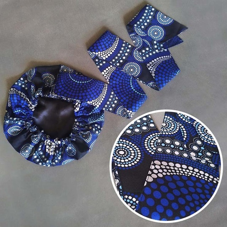 Anewcrown African Print Satin-Lined Pearl Bubble Headwrap Image 2