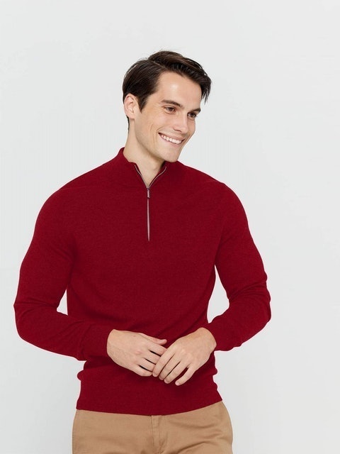 Half Zip Mock-Neck Cashmere Sweater 1