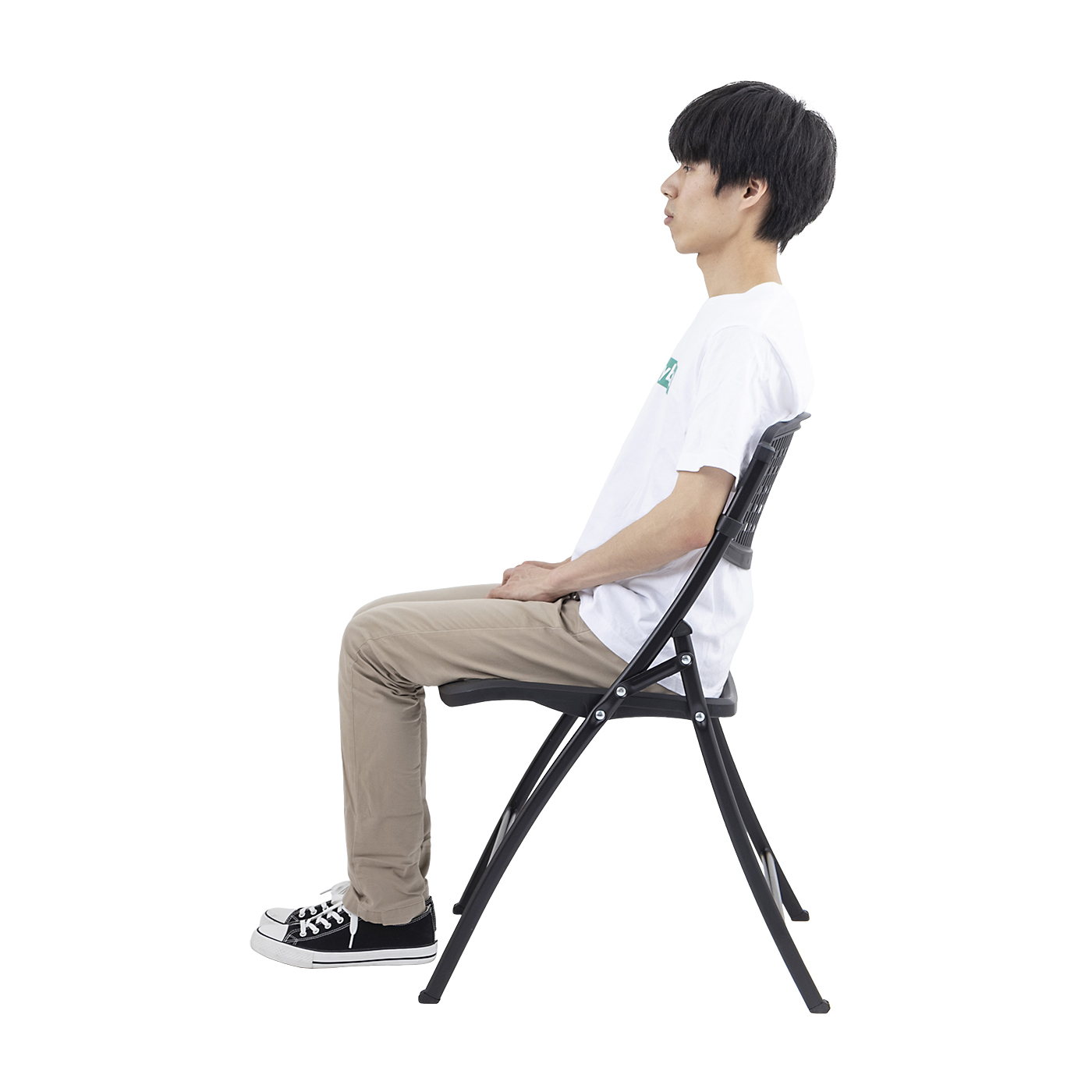 Plastic Seat Folding Chair in Black (Set of 4) 8