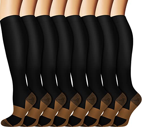 Graduated Copper Compression Socks for Men & Women Circulation 8 Pairs 15-20mmHg - Best for Running Athletic Cycling 1