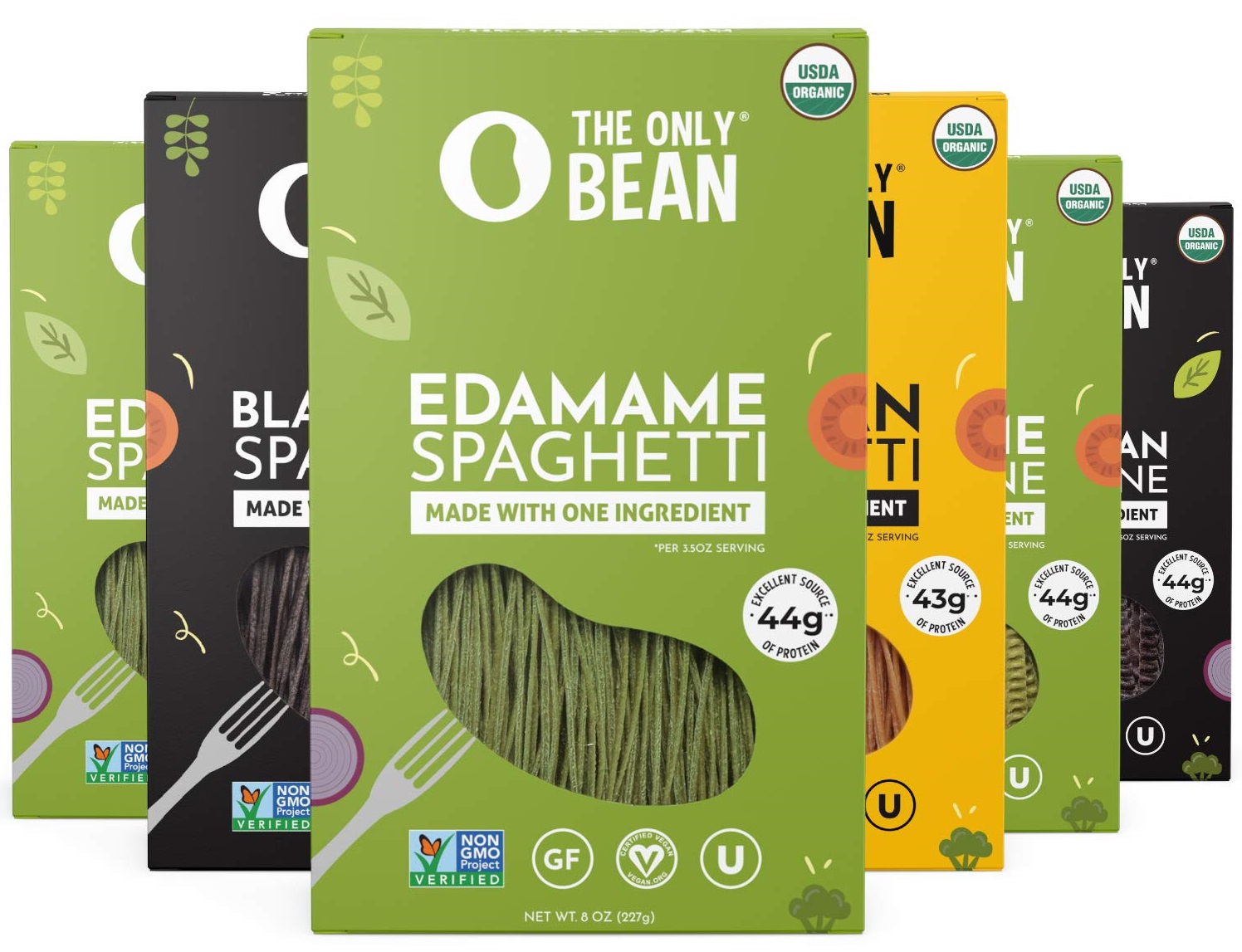 Organic Bean Pasta Variety Pack - Soy, Edamame, & Black Bean Spaghetti / Fettuccine 1