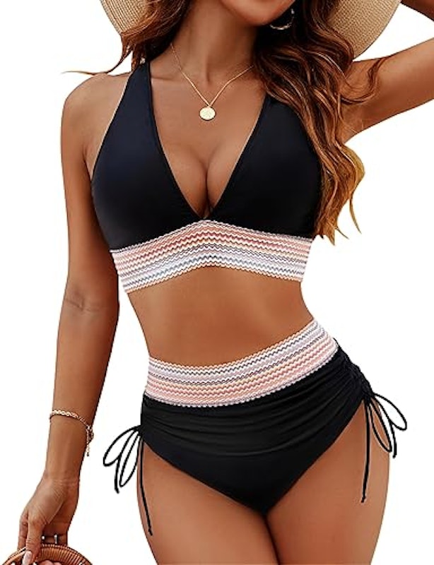 Color Block Two Piece Drawstring Bathing Suit 1