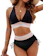 Blooming Jelly Color Block Two Piece Drawstring Bathing Suit 1