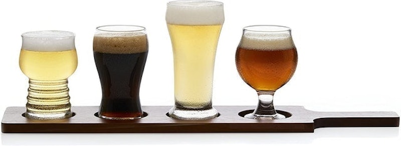 Beer Tasting Glasses With Wood Carrier 1