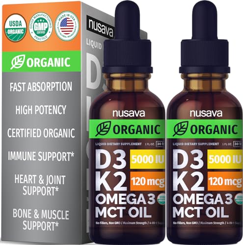 Organic Vitamin D3 K2 Drops w MCT Oil Omega 3 1