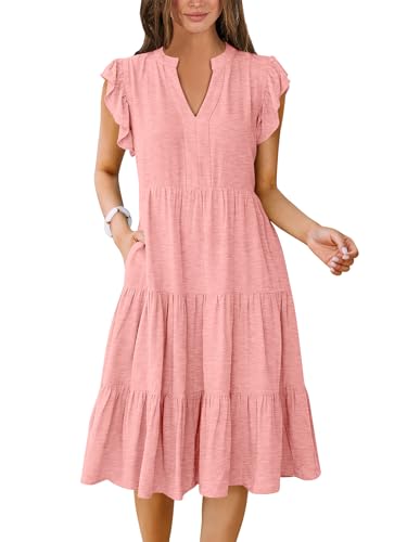 Ruffle Sleeve V Neck Midi Dress 1