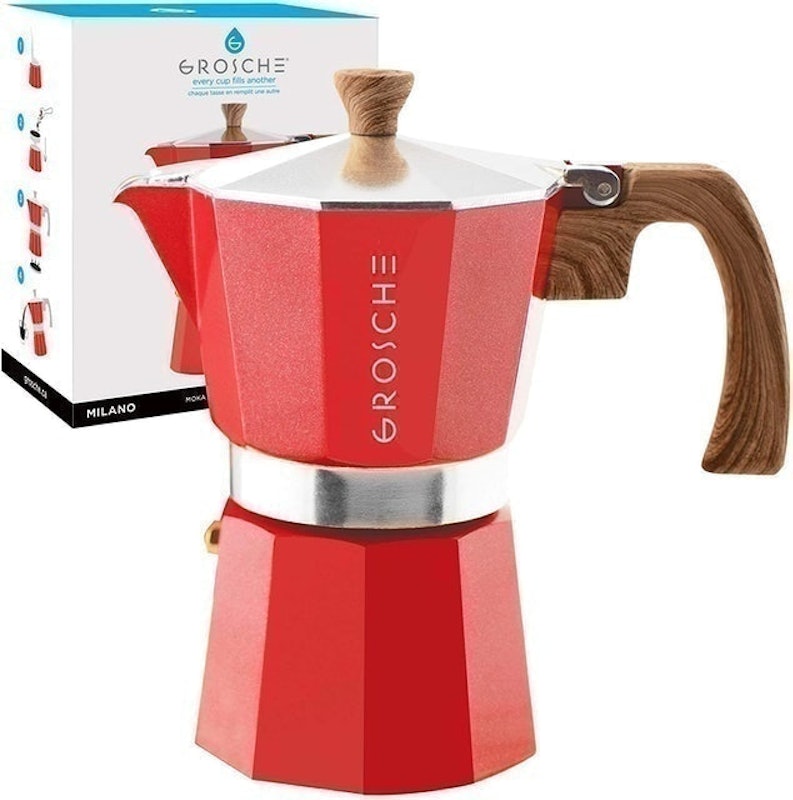 Zulay Kitchen Classic Stovetop Espresso Cup Moka Pot 8 Cup - Silver