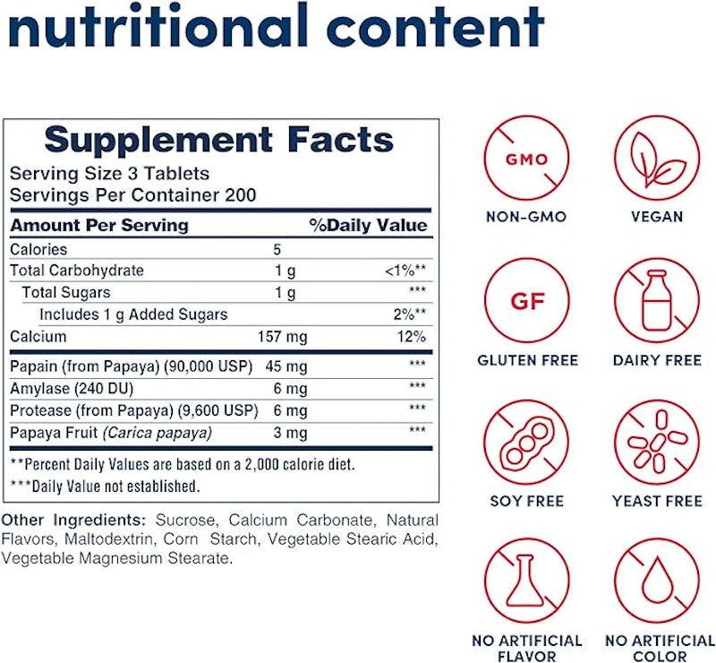 Original Papaya Digestive Enzyme Chewable Tablets 2