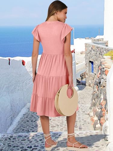 Ruffle Sleeve V Neck Midi Dress 2