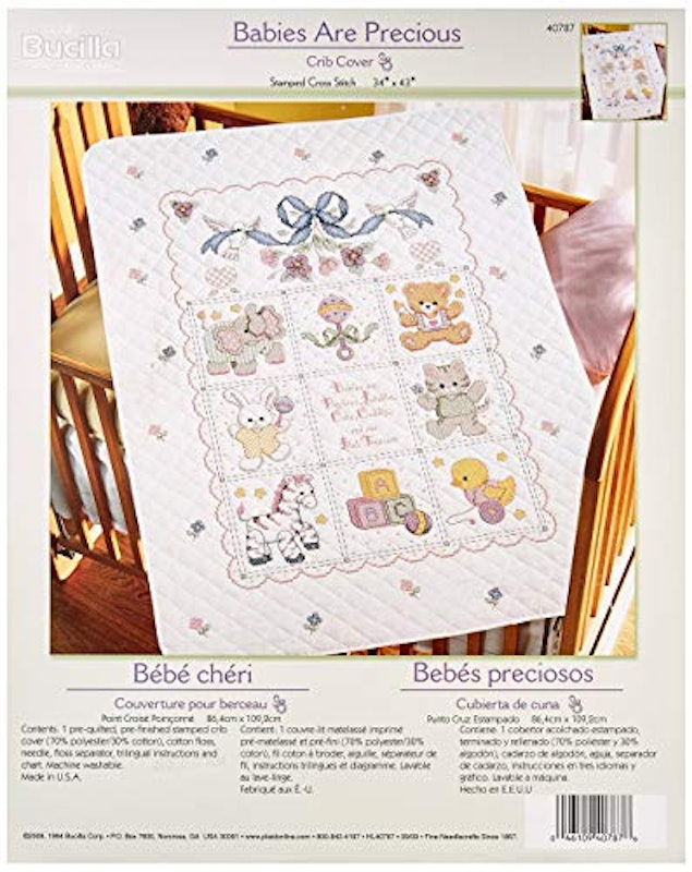 Stamped Cross Stitch Crib Cover Kit 1
