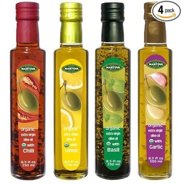 Mantova Flavored Extra Virgin Olive Oil Variety Pack: Garlic, Basic, Chili Lemon 1