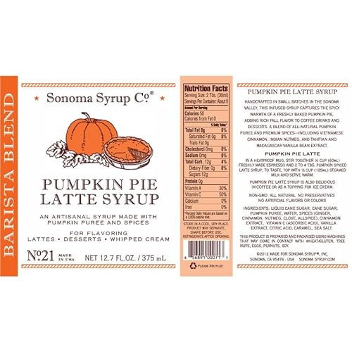 No. 21 Pumpkin Pie Latte Syrup 2