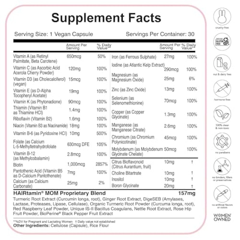 MOM Vegan Prenatal & Postnatal Multivitamin Supplement 2