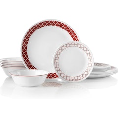 Crimson Trellis 18-Piece Dinnerware Set