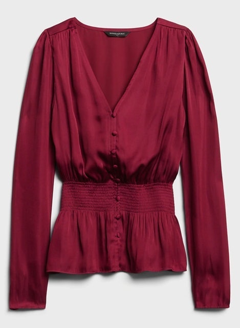Satin Puff-Sleeve Blouse 1
