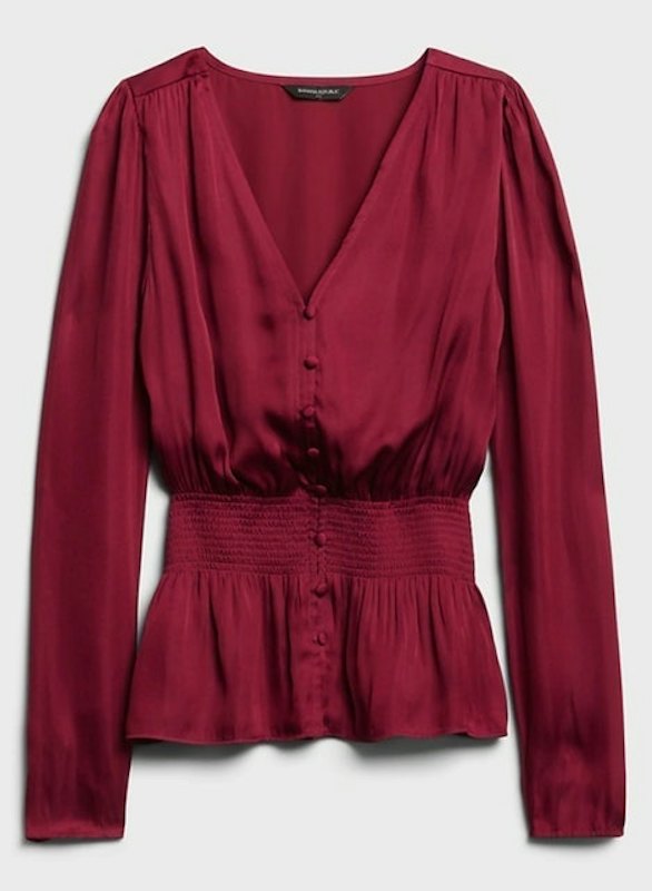 Satin Puff-Sleeve Blouse 1