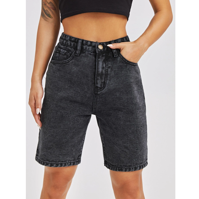 High Waist Bermuda Denim Shorts 1