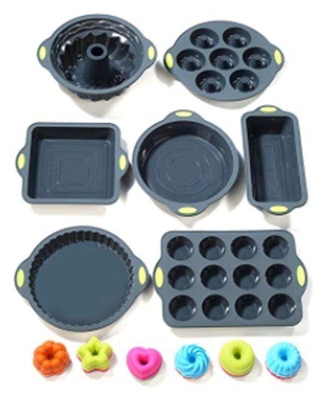 to Encounter 31 Pieces Silicone Baking Pans Set, Nonstick Bakeware Sets, BPA Free Silicone Molds, with Metal Reinforced Frame